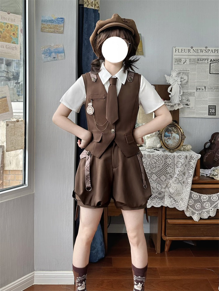 Letters from Unknown Star - Ouji Lolita Brown Short Set