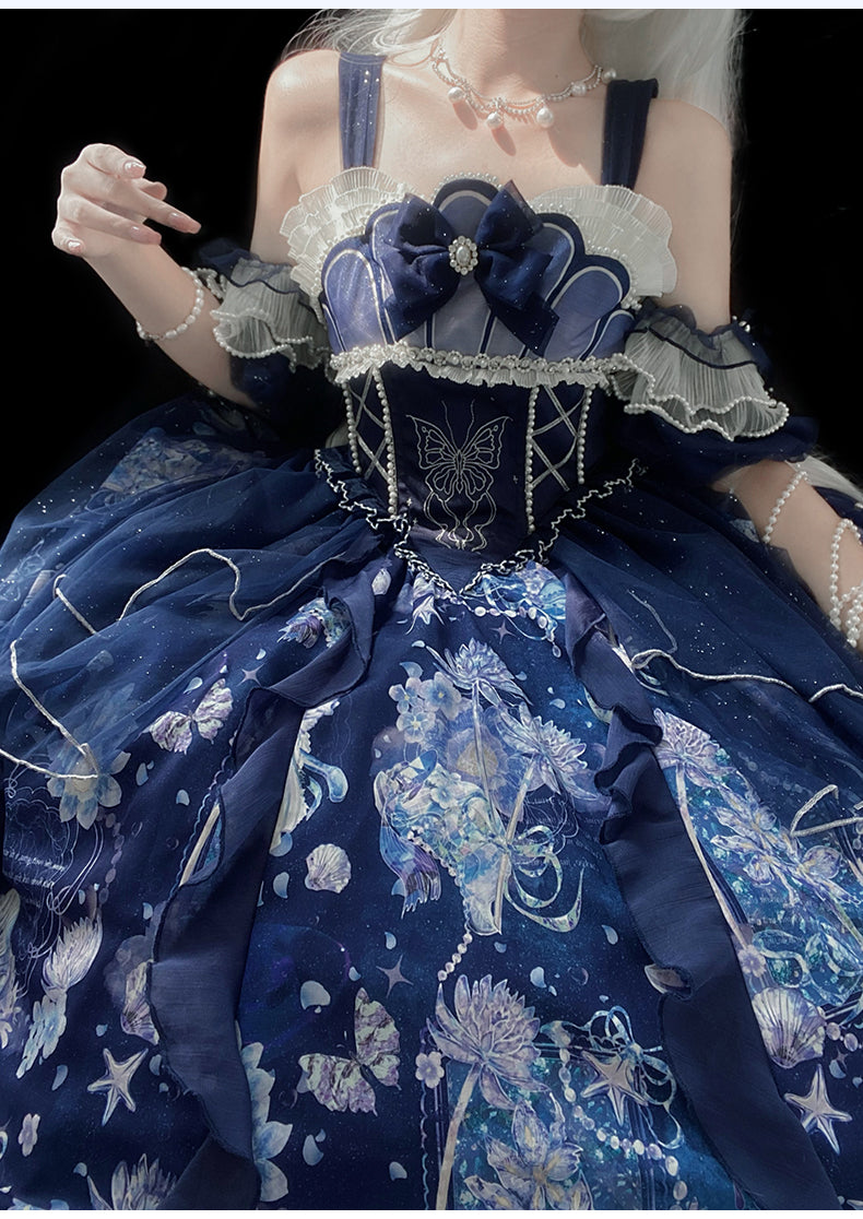 YingLuoFu - Original Elegant Lolita Blue Lolita JSK