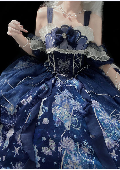 YingLuoFu - Original Elegant Lolita Blue Lolita JSK