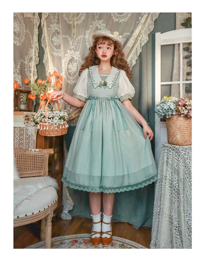 EESSILY - Afternoon Courtryard - Kawaii Lolita Summer Embroidery OP