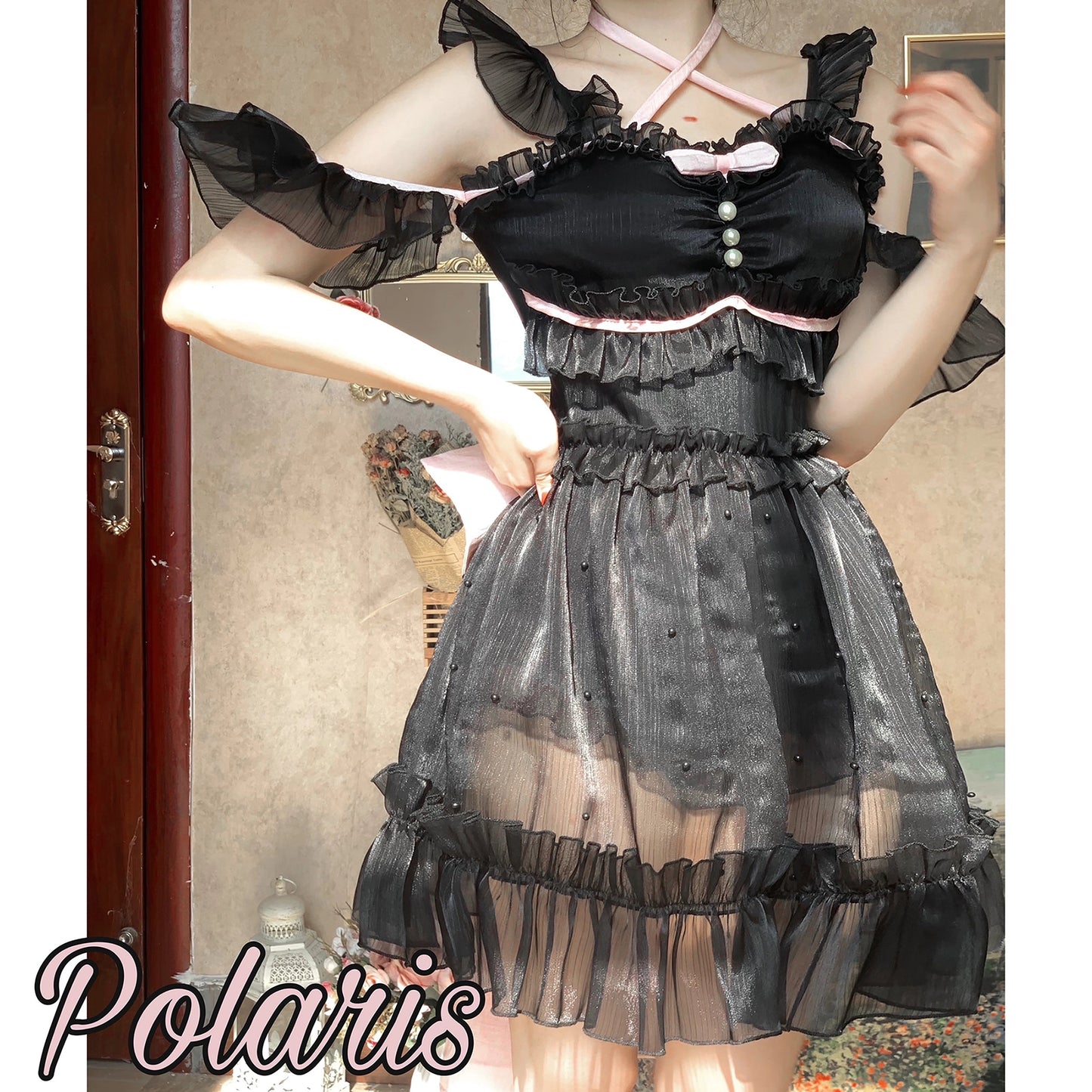 Polaris Lolita - Mermaid - Lolita Inspired Swimsuit with Tulle Overlay and Trailing