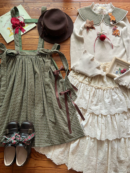 Miss Point - Chubby Fox in the Forest - Customized Lolita Skirt Embroidery Lace Cotton Lolita Skirt