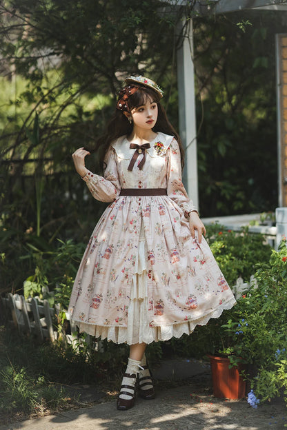 Miss Point - Chubby Fox in the Forest - Customized Lolita Skirt Embroidery Lace Cotton Lolita Skirt