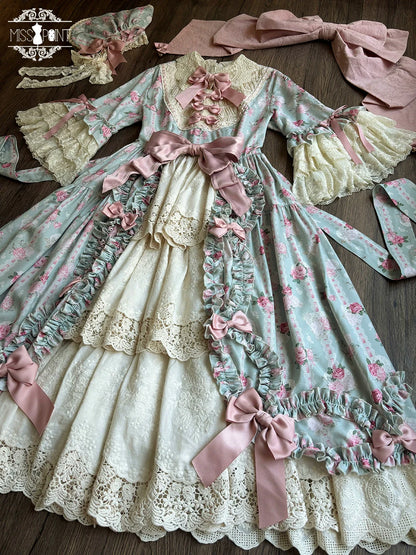 Miss Point - Lilyka Garden - Classic Lolita OP Dress Set Elegant Floral Wall Princess Sleeve