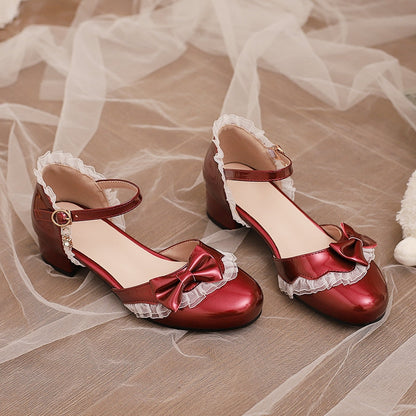 Yana - Sweet Lolita Sandal with Low Chunky Heel and Bow Decoration