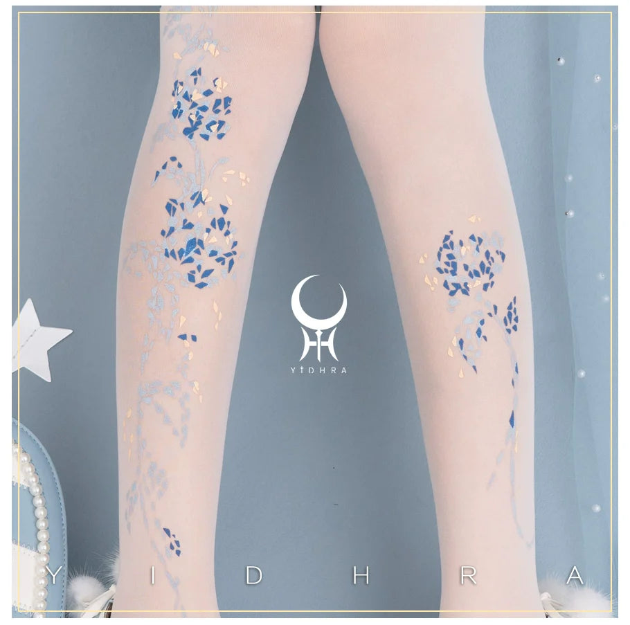 Yidhra - Resplendent flower Qiki - Elegant Lolita Pantyhose Velvet Pantyhoses Summer