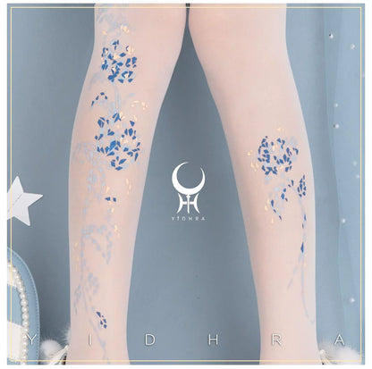 Yidhra - Resplendent flower Qiki - Elegant Lolita Pantyhose Velvet Pantyhoses Summer