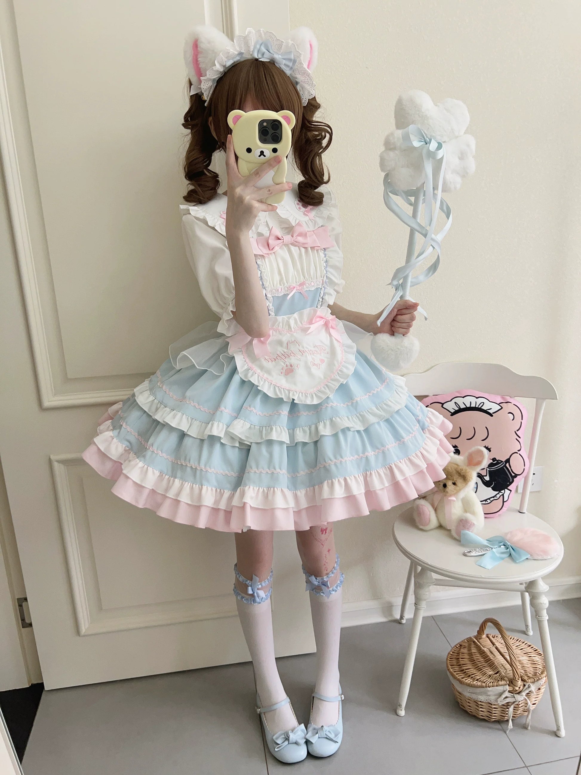 Sugar Girl - Cat Ear Tale - Sweet Lolita Jumper Dress Suspender Dress