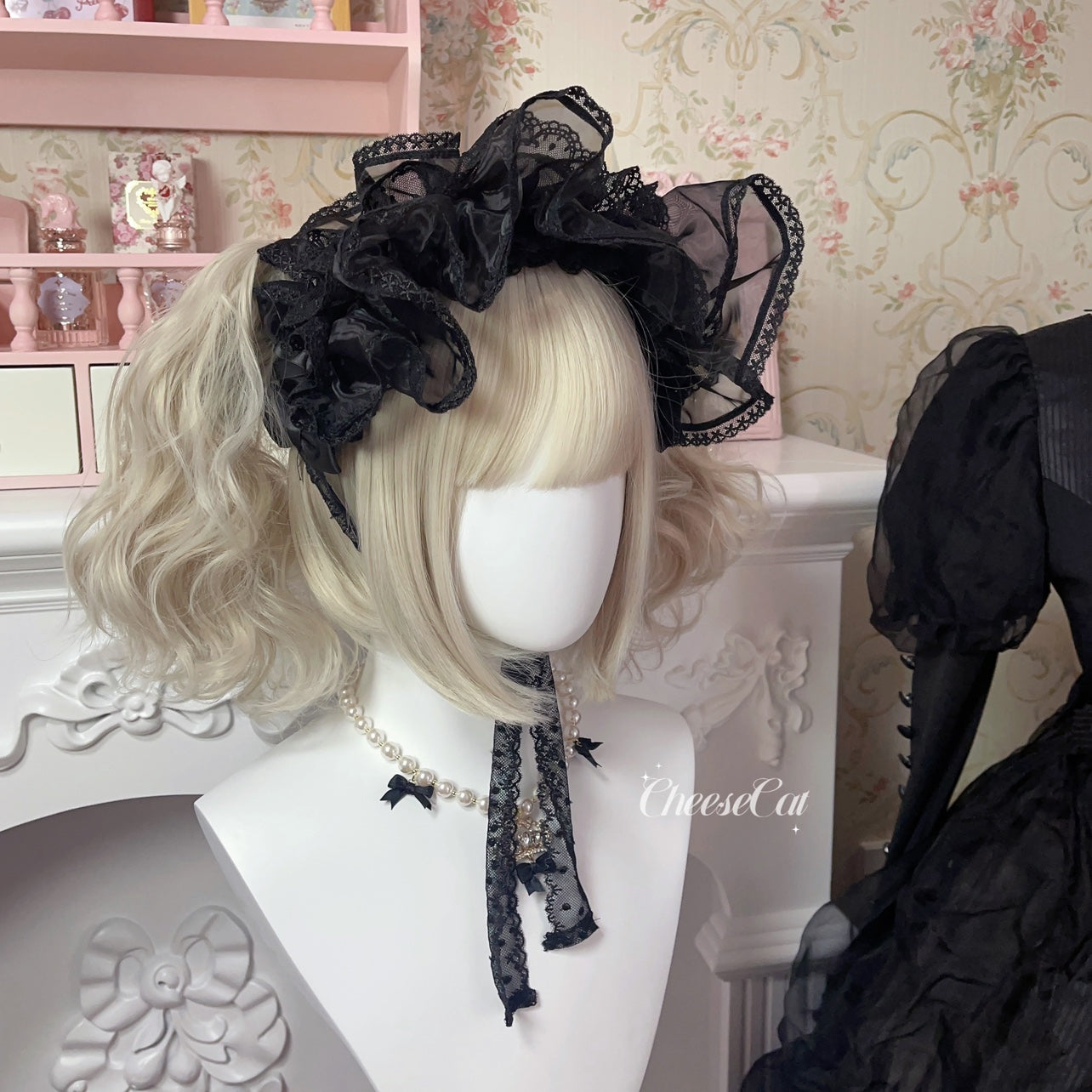 CheeseCat - Sweet Lolita Bonnet Organza Bow Headdress