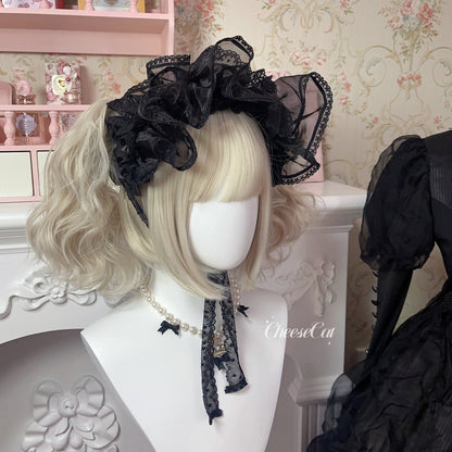 CheeseCat - Sweet Lolita Bonnet Organza Bow Headdress