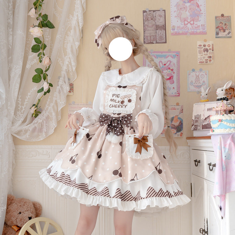 Eieyomi - Pie milk cherry - Sweet Lolita Salopette and Blouse