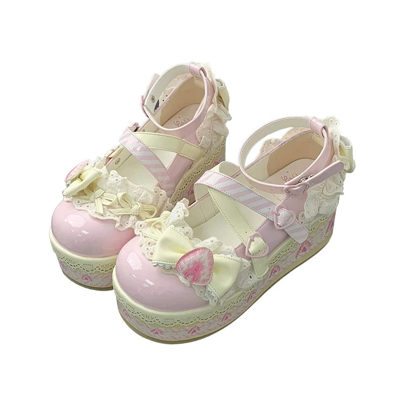 Aimee - Strawberry Limited - Sweet Lolita Platform Shoes Girlish Shoes