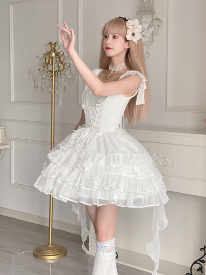 Your princess - Sweet Lolita White Princess Flounce Hemline OP