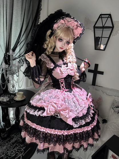 Sugar Girl - Rose Princess - Halloween Gothic Lolita JSK, Sheer Rose Dress