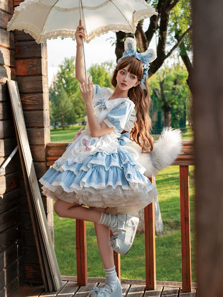 OCELOT - Leopard Bunny - Classic Maid Lolita OP with Apron and KC