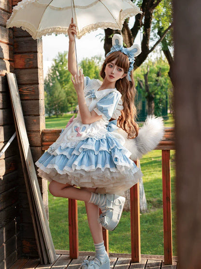 OCELOT - Leopard Bunny - Classic Maid Lolita OP with Apron and KC