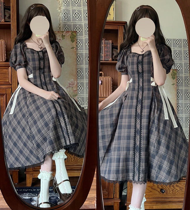 Forest Song - Josephine Academy - Elegant Lolita Black Plaid OP