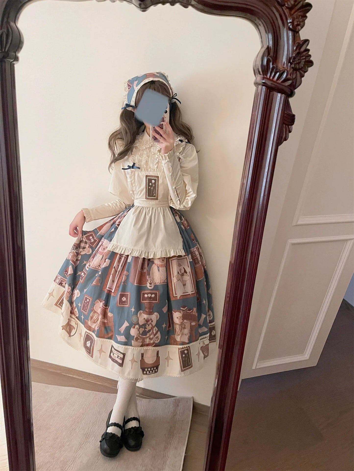 Babyblue - Gretel Bear - Vintage Lolita Dress Teddy Bear Prints Dress