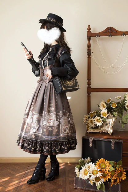 Miss Point - Demon Hunting Notes - Fishbone Gothic Lolita Skirt