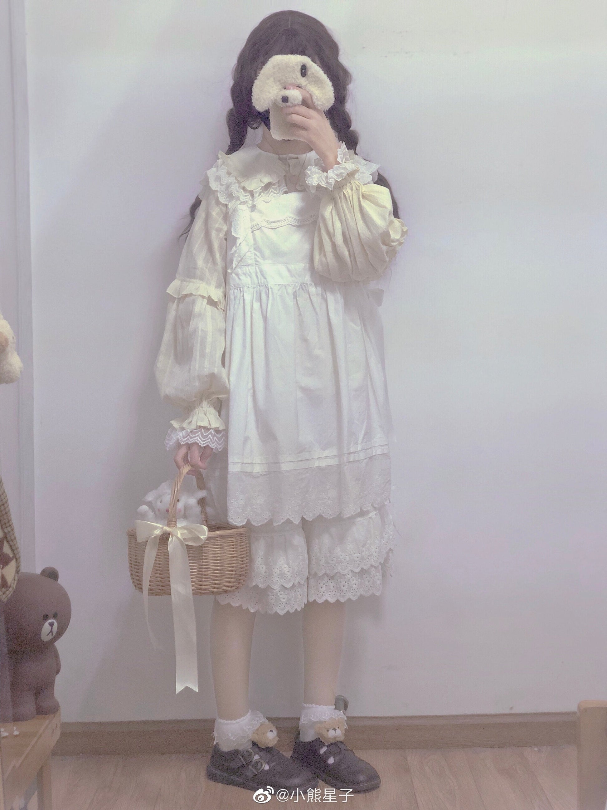 MIST - Cream Sweetheart - Kawaii Lolita Long-sleeve Blouse Multicolors