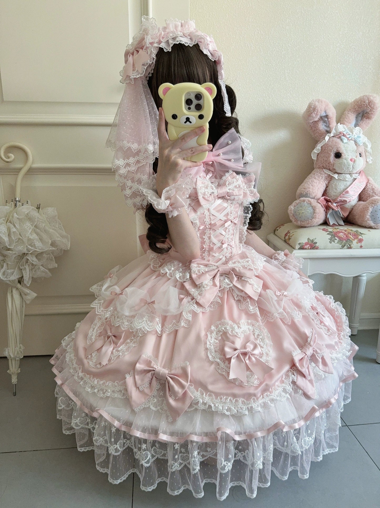 Sugar Girl - Velvet Sweetheart - Doll-like Sweet Lolita Jumper Dress, Bow Accents