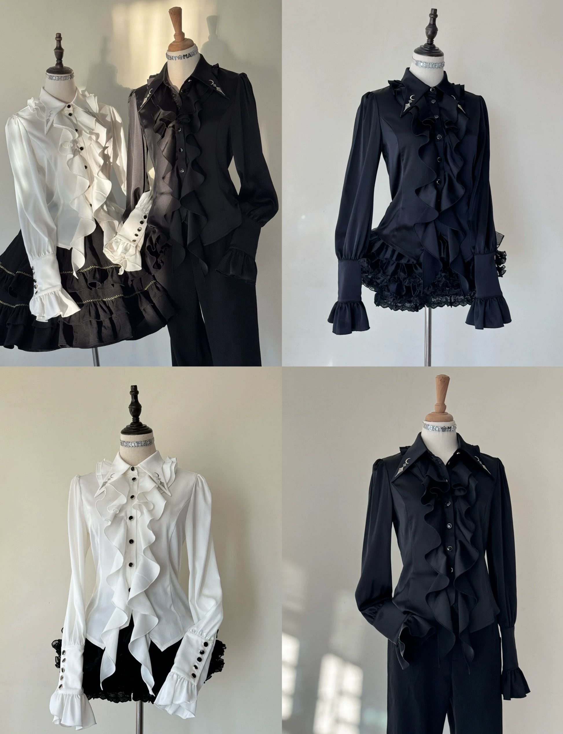 SilentMars - Fallen Moon Rule - Military Lolita Shirt Set Retro Knight Style Blouse