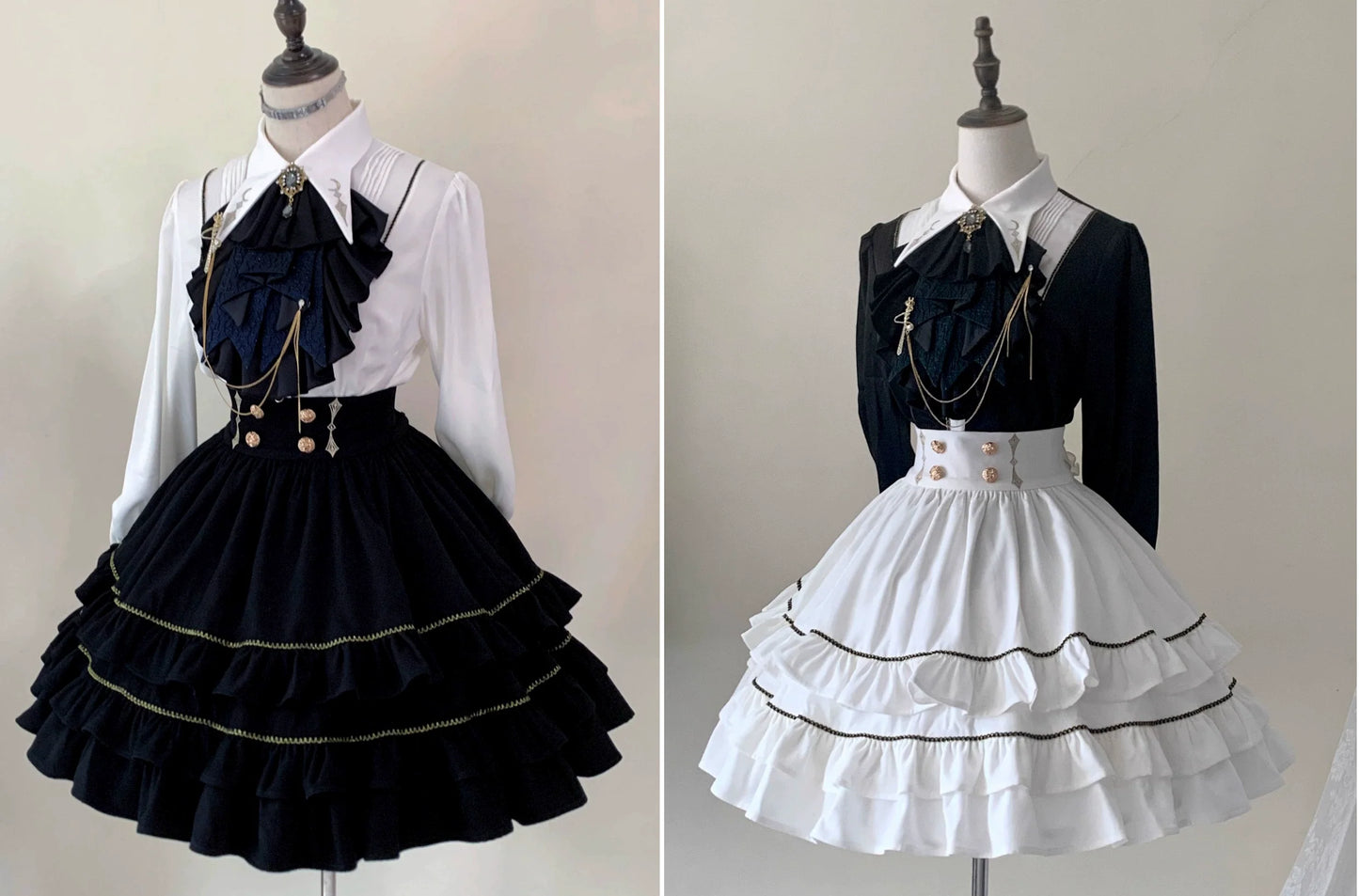 SilentMars - Fallen Moon Rule - Military Lolita Shirt Set Retro Knight Style Blouse