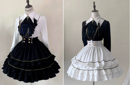 SilentMars - Fallen Moon Rule - Military Lolita Shirt Set Retro Knight Style Blouse