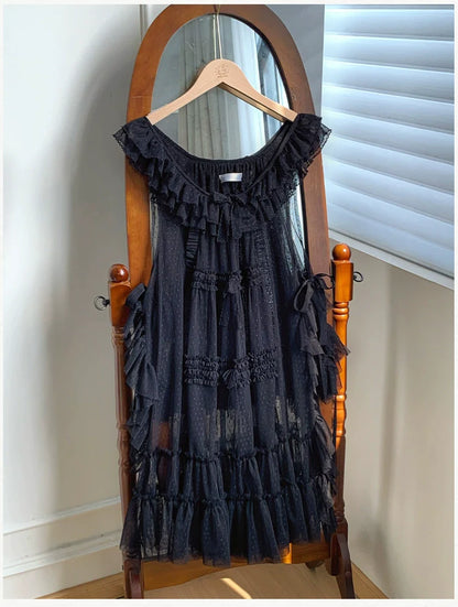 With PUJI - Letters and Poetry - Classic Lolita Tulle Over-Skirt for Summer