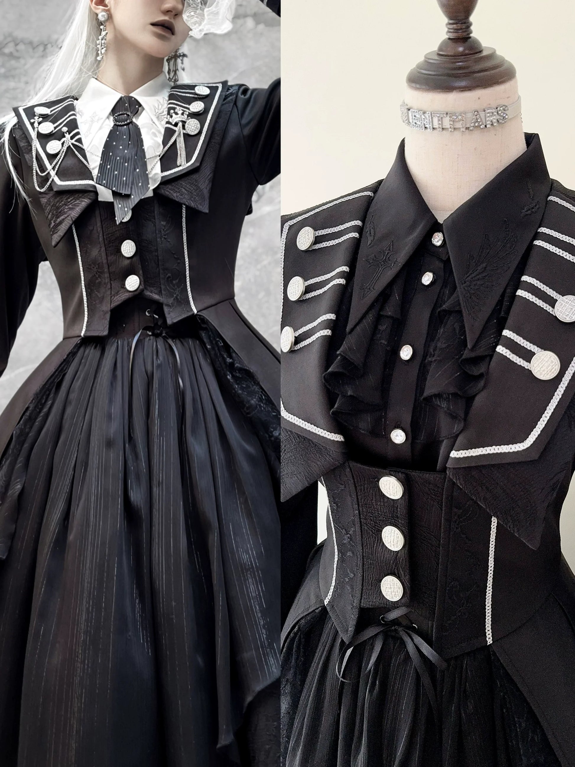 Silent Mars - Raven Crown - Gothic Lolita Suit Shirt Military Coat Skirt and Pants