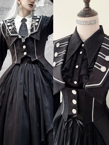 Silent Mars - Raven Crown - Gothic Lolita Suit Shirt Military Coat Skirt and Pants