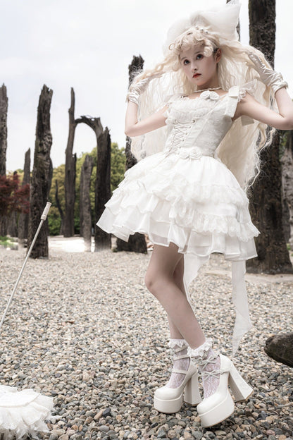 Your princess - Sweet Lolita White Princess Flounce Hemline OP