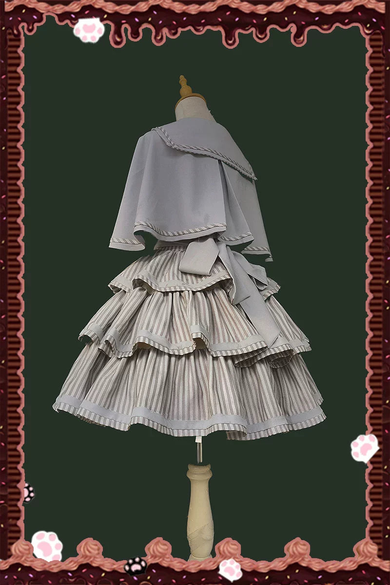 Infanta - From Afar - Vintage Striped Peppy-Style Lolita JSK & Cape