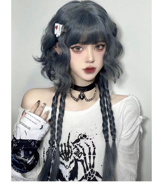 PippiPalace - Metaverse - Mix of Green And Blue Curly Short Wig