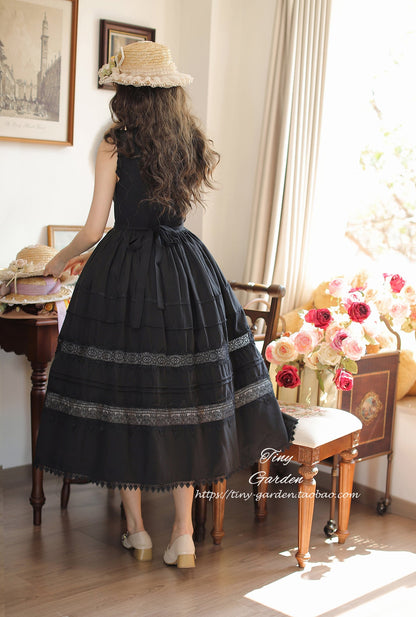 Tiny Garden - Spring Whisper - Solid Color Classic Lolita JSK Dress with Tulle Apron