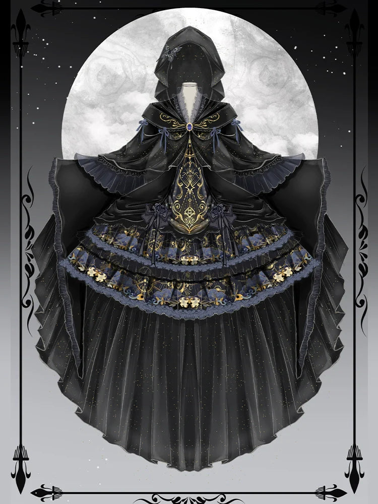 YingLuoFu - Astro Cat - Gothic Lolita OP Suit Witch Lolita Dress and Shawl
