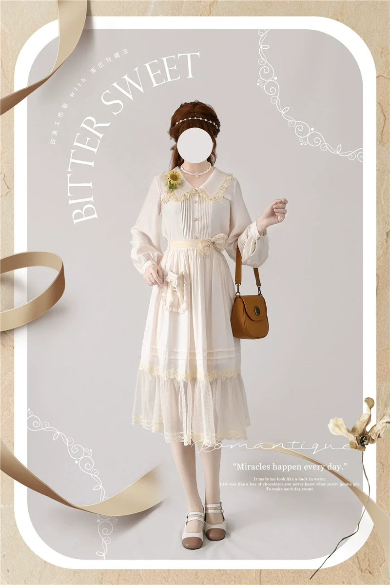 BitterSweet - Elegant Lolita Skirt Set V-neck Long Sleeve Shirt