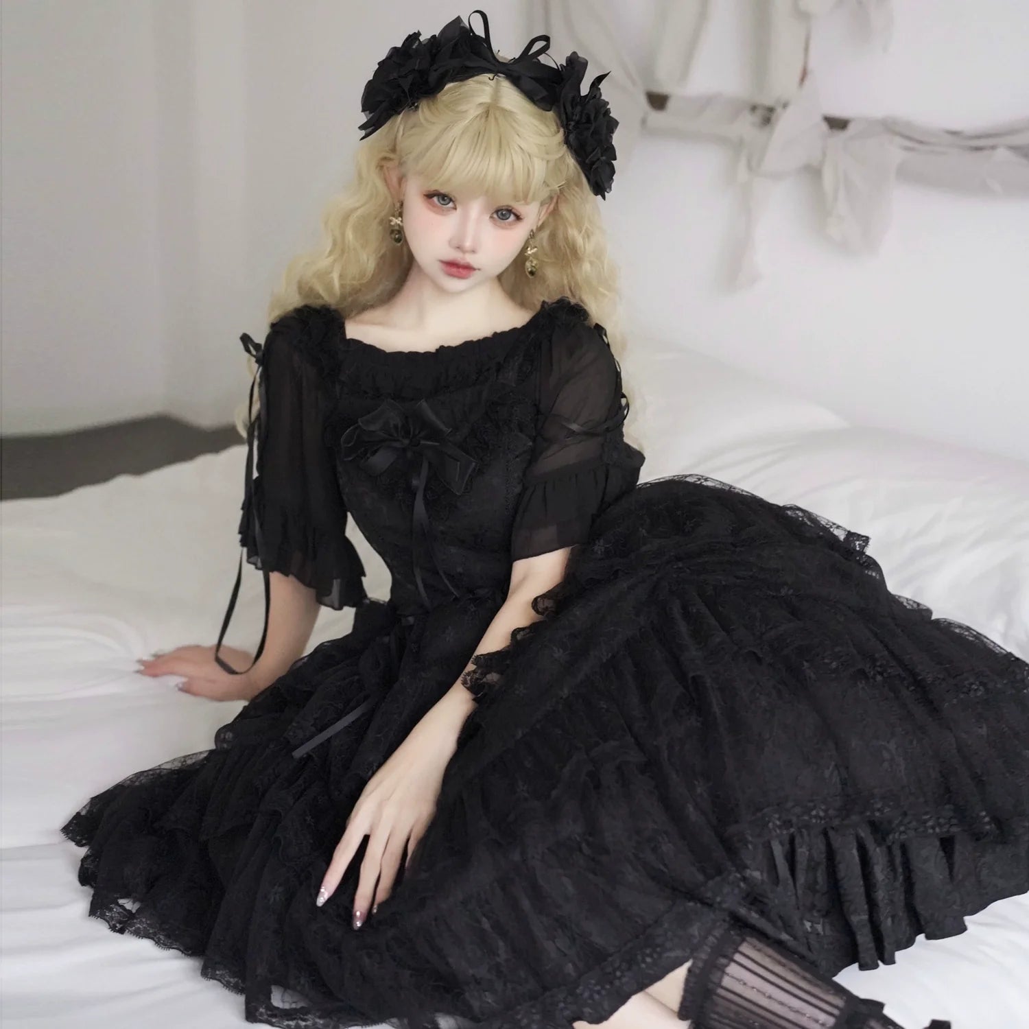 Eieyomi - Iris Love - Gothic Princess Lolita JSK Dress + Elegant Chiffon Top