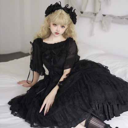 Eieyomi - Iris Love - Gothic Princess Lolita JSK Dress + Elegant Chiffon Top