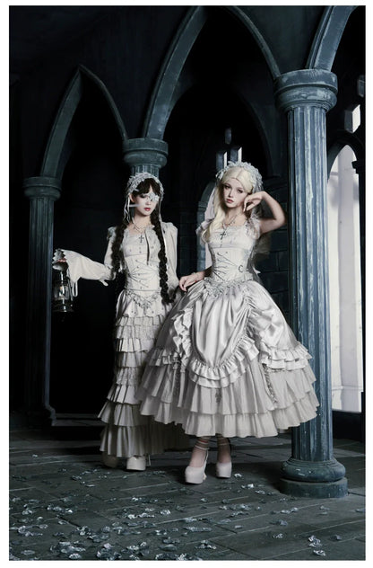 With PUJI - Letter and Poetry ﾂｷ Humanoid Robot - Silver Gothic Lolita Mermaid Skirt Set