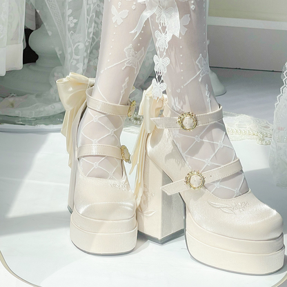 Dreamland - Floating Dream Lily - Elegant Lolita High Heel Shoes, Detachable Bow