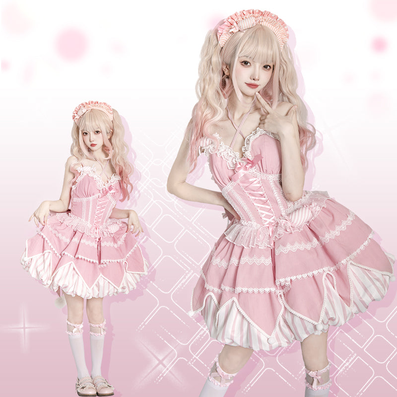 OCELOT - Sweety Gummy - Sweet Lolita JSK Dress Big Bow Flower Bud Lolita Dress