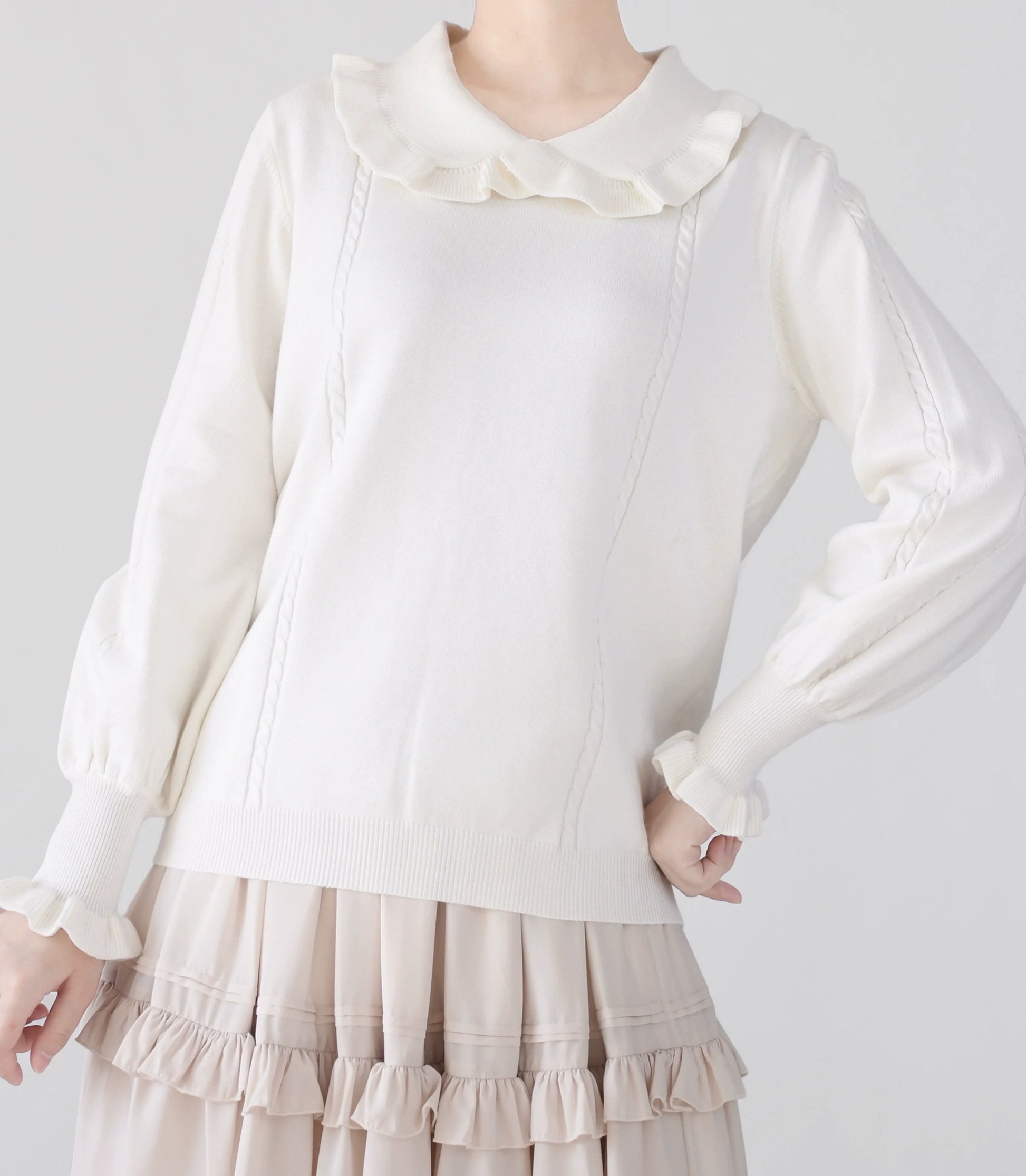 MIST - Japanese Style Lolita Sweater Puff Sleeves Knit Undershirt