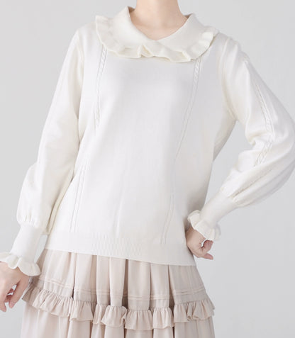 MIST - Japanese Style Lolita Sweater Puff Sleeves Knit Undershirt