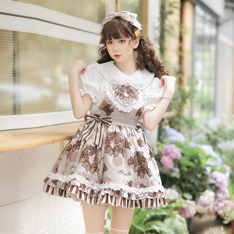 Eieyomi - Chocolate Garland - Kawaii Lolita Summer Dairy Salopette