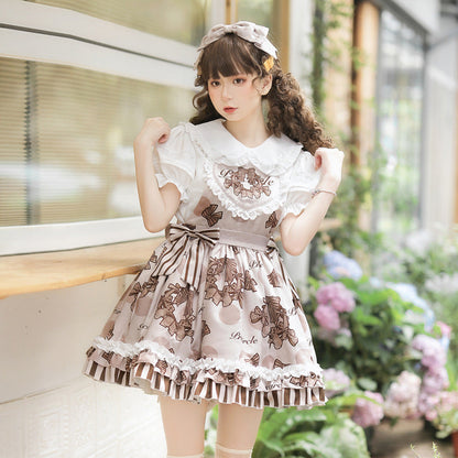 Eieyomi - Chocolate Garland - Kawaii Lolita Summer Dairy Salopette