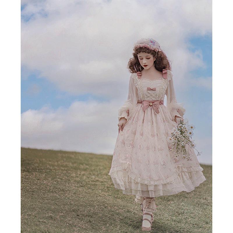 Letters from Unknown Star - Time Stationery - Elegant Lolita Long Sleeve OP Dress