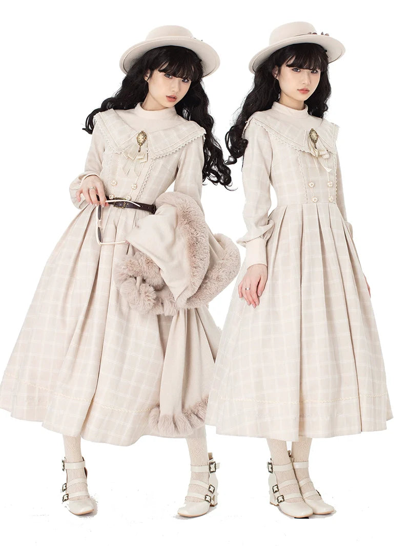 ZeeYe - Maple Dan Bai Lu - Classic Lolita Plaid Dress Long Sleeved OP
