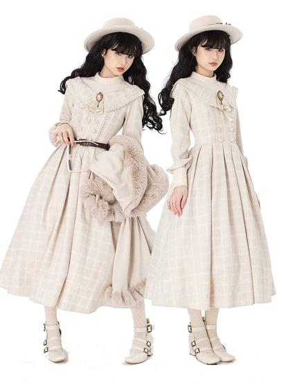 ZeeYe - Maple Dan Bai Lu - Classic Lolita Plaid Dress Long Sleeved OP