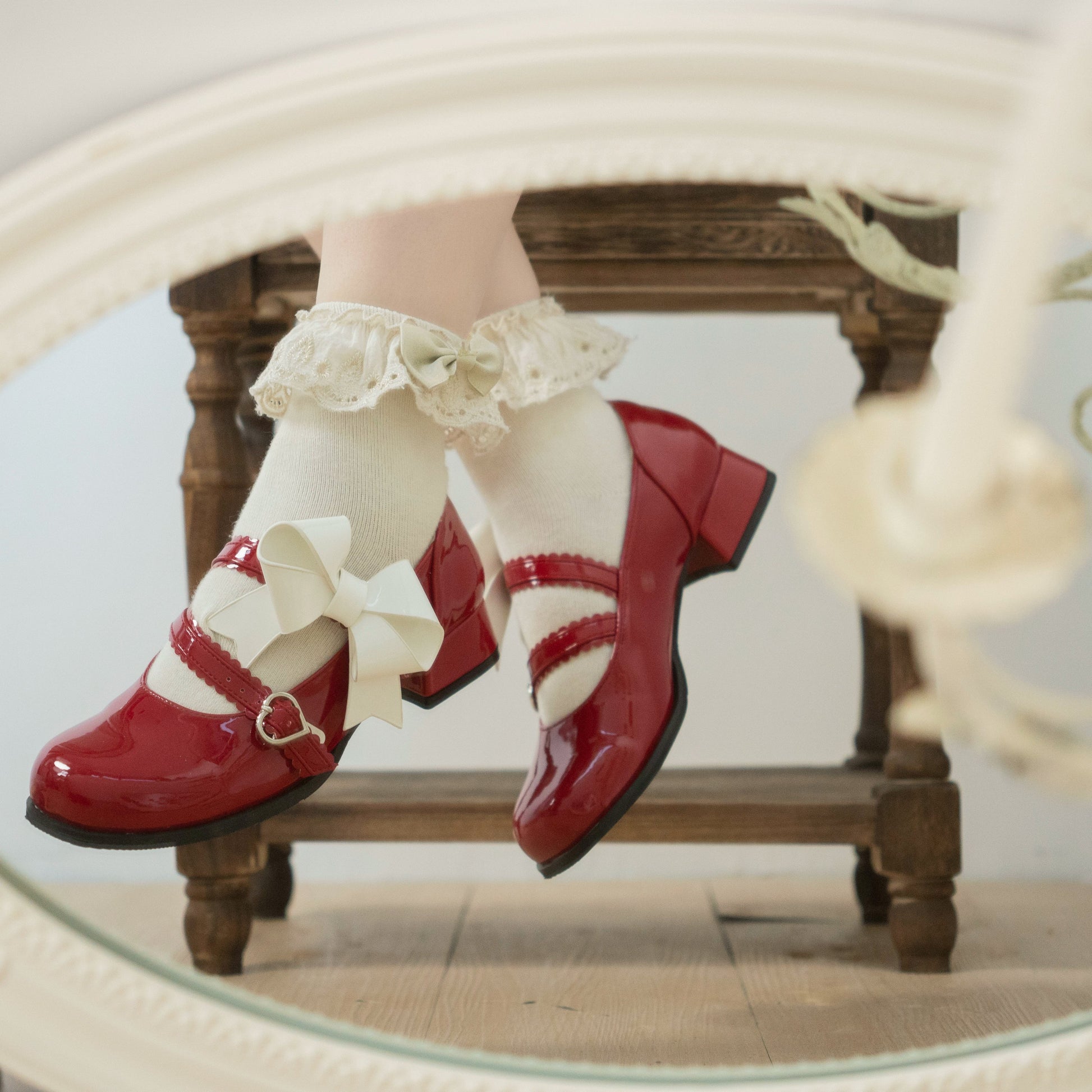 Dolly Doll - Apple Candy - Mary Jane Lolita Shoes Bow PU Low-Mid Heel Shoes